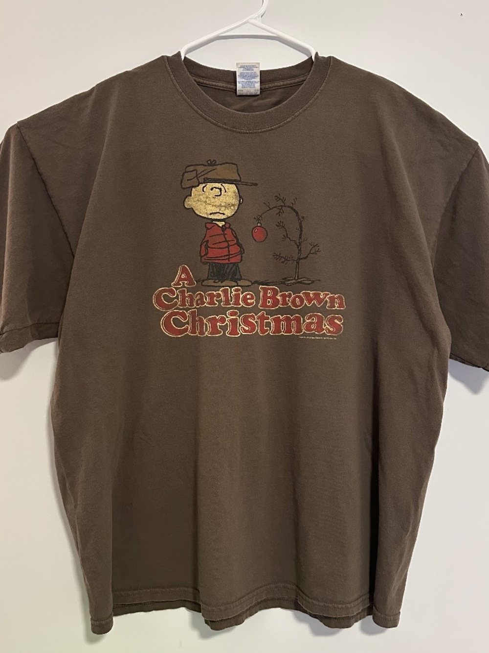 A Charlie Brown Christmas Peanuts Graphic Print T-Shirt 2XL Brown Short Sleeve